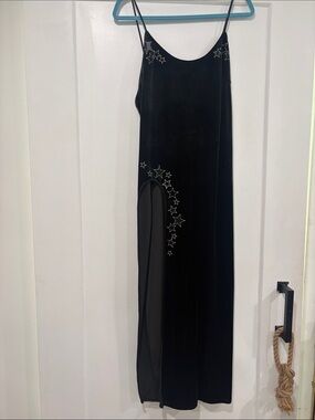 Victoria's Secret Black Star-Accent Maxi Slip Dress